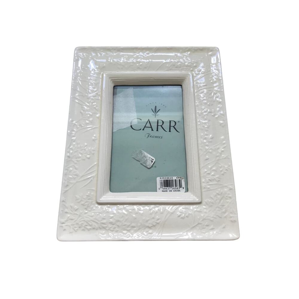 new CARR Frames ivory white porcelain floral simple 4x6" picture frame